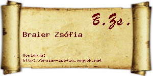 Braier Zsófia névjegykártya