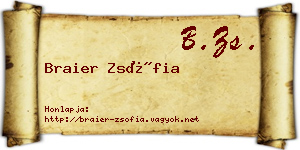 Braier Zsófia névjegykártya